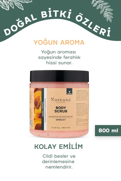 Noreana Kayısı Aromalı Vegan Body Scrub 800 ml - Batık Önleyici Ve Epilasyon Dostu - 4