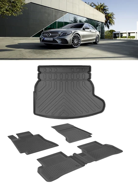Sahler Mercedes C Serisi W205 2014-2021 4.5D Paspas 3D Rizline Bagaj Havuzu Set ürün görseli