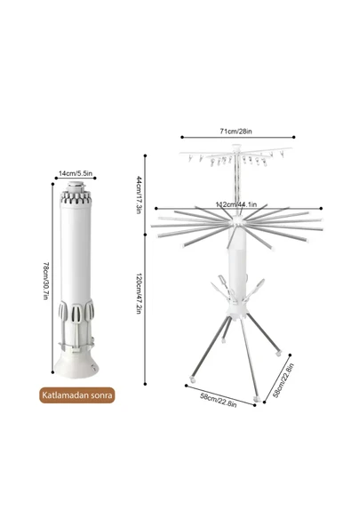 Katlanabilir Ahtapot Çamaşır Kurutma Askısı - Kule Çamaşır Askılığı Ek Ayakkabı KurutmalığıOR-02 - 2