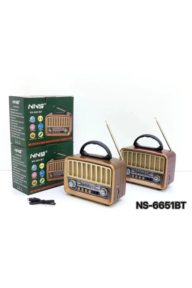 NNS Ns-6651BT Taşınabilir Nostaljik Radyo Bluetooth Speaker Usb+Tf card+Aux