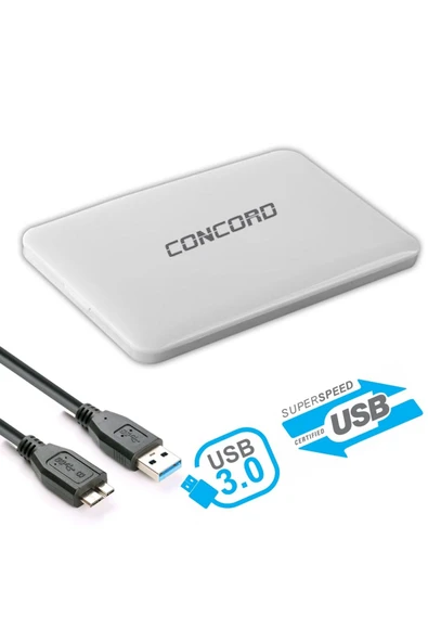 jetucuzal Concord C-855 USB 3.0 6Gbps 2.5 inch Sata SSD/HDD Harddisk Kutusu Beyaz - 2