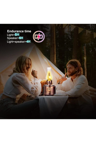 Concord C210 NOSTALJİK GAZ LAMBASI BLUETOOTH SPEAKER KABLOSUZ ŞARJLI HOPARLÖR GECE LAMBASI ahşap - 3