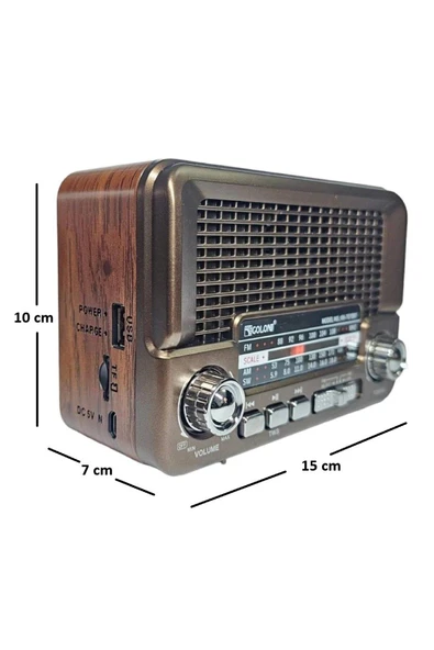 Concord RX-6060S Solar Güneş Enerji Panelli Nostaljik Radyo Bluetooth Hoparlör - 4