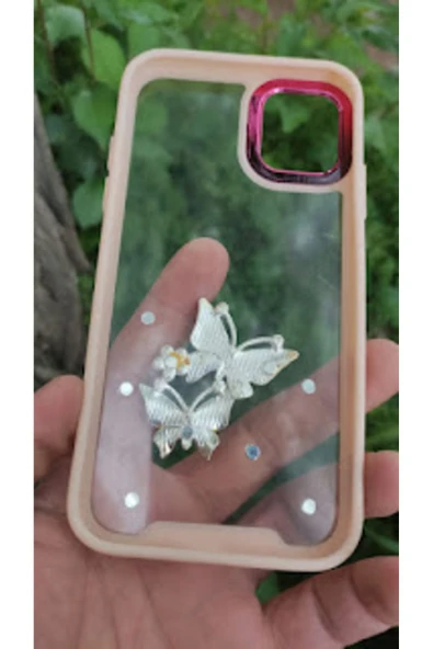 MayroX İPHONE 11 ARKASI ŞEFFAF VE ÇİÇEK KAPARTMALI KILI - 3