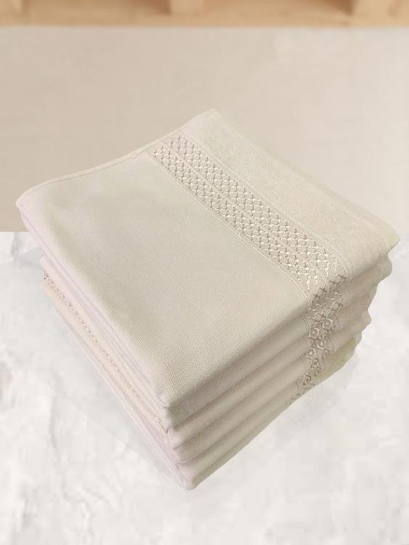 Fiesta 6 Adet 50x90 Boşluklu Havlu Punch Nakış İşlemelik Havlu - 6