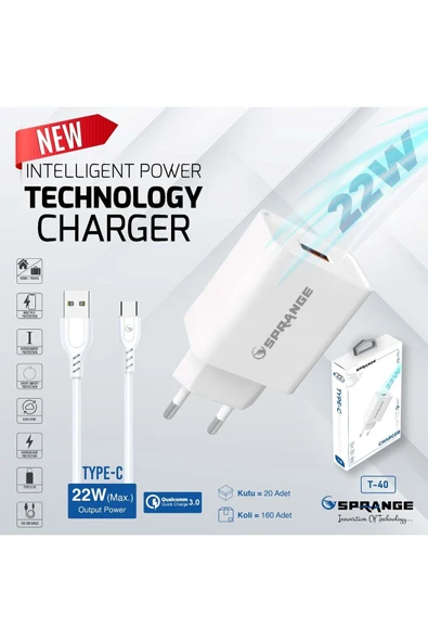 SPRANGE Xiaomi 11 Lite Yerli üretim T-40 TYPC 22 watt hızlı sarj baslık+ kablo - 2