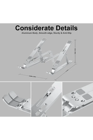 Concord Laptop Stand Alüminyum Notebook, Macbook, Tablet & Laptop Bilgisayar Standı - 7