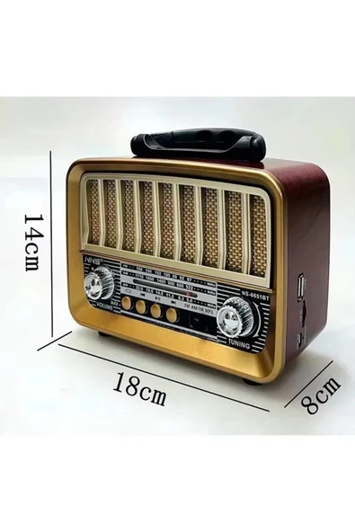 K&D Accessory Nostaljik Radyo Ahşap Retro Bluetooth Hoparlör Ns-6651bt Fm Sd Usb Aux