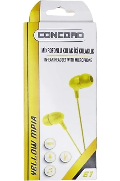 Concord Renkli kaliteli Kablolu Kulak Içli Kulaklık E1