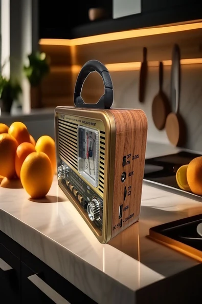 Concord NS-8898BT Nostaljik Radyo Analog Saatli FM Radyo Bluetooth Hoparlör USB TF AUX MP3 Çalar - 3