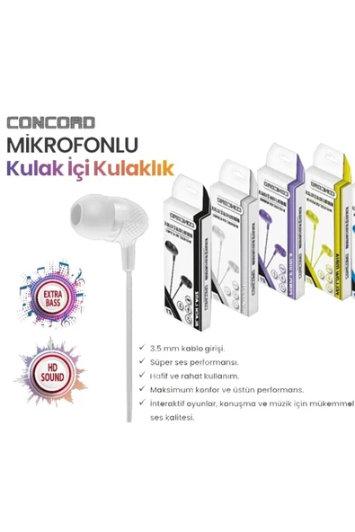 Concord Mikrofonlu Kulak Içi Kulaklık E1 - 2