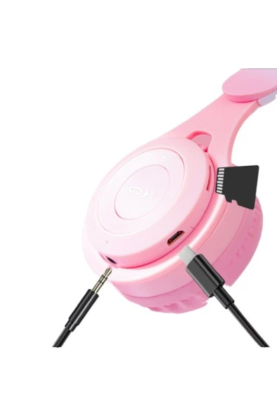 Concord M6R Işıklı Radyolu Aux ve Hafıza Kartı Girişli Tavşan Kulaklı Bluetooh Kulaklık - 2