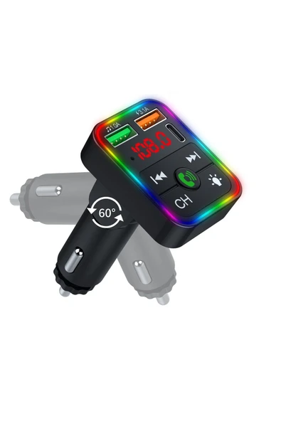 Concord C618 Rgb Işıklı PD 18 + QC 3.1A Şarj Oynar Başlıklı Bluetooth 5.1V Fm Transmitter - 4