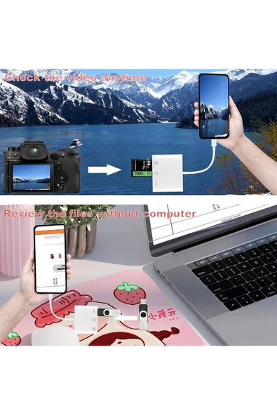 S-Line FHD42 Usb Type C To Sd Microsd Tf Kart Okuyucu Usb 3in1 Çevirici Dönüştürücü Adaptör - 5