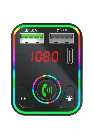 jetucuzal Concord C-618 Bluetooth Görüşme Ve Müzik Dinleme Ekranlı Rgb Fm Transmitter Pd 3.1a Çift Usb Şarj - 3