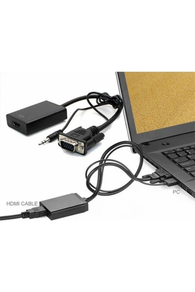 Concord Vga To Hdmı Dönüştürücü (htv) 3.5mm Aux Kablo (48cm) + Microusb To Usb Kablo (50cm) - 4