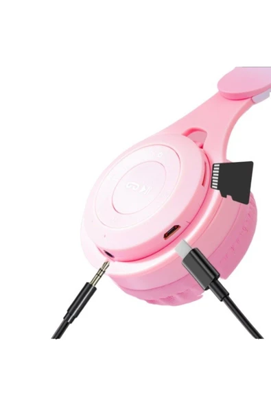 Store M6R Işıklı Radyolu Aux ve Hafıza Kartı Girişli Tavşan Kulaklı Bluetooh Kulaklık - 2