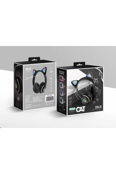 Atesshoppıng Kedi Kulağı Detaylı Bluetooth Kablosuz Kulaklık Çocuk Oyuncu (stn-28) - 2