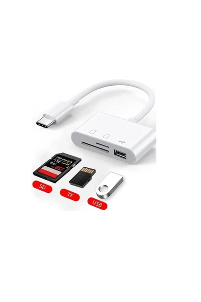 ceyhan iletişim Usb Type C To Sd Microsd Tf Kart Okuyucu Usb 3in1 Çevirici Dönüştürücü Adaptör - 7
