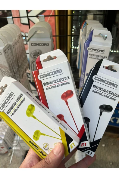 Concord 3 adet renkli microfonlu kablolu kulaklık e1 ürün görseli 1