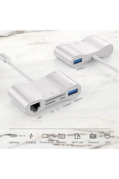 Concord Byl-1034 Lighting To 100mbps Ethernet Lan Rj45 Usb Otg Camera Adapter Hub For Iphone - 3