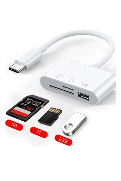Alfais 5232 Usb Type C To Sd Microsd Tf Kart Okuyucu Usb 3in1 Çevirici Dönüştürücü Adaptör - 8