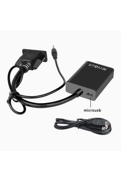Concord Vga To Hdmı Dönüştürücü (htv) 3.5mm Aux Kablo (48cm) + Microusb To Usb Kablo (50cm) - 3