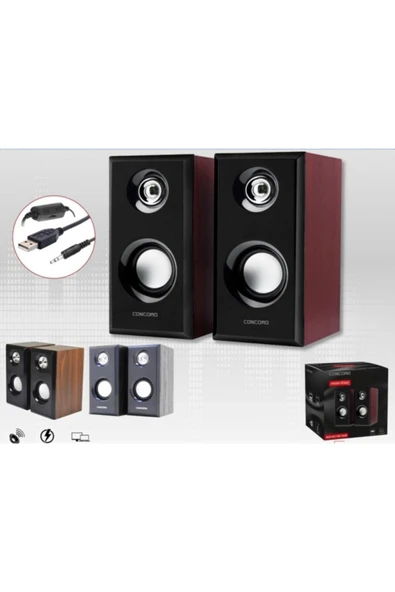 Concord C-8003 Usb Ahşap Desen Pc Hoparlör Subwoofer Ses Sistemi 2.0 - 6