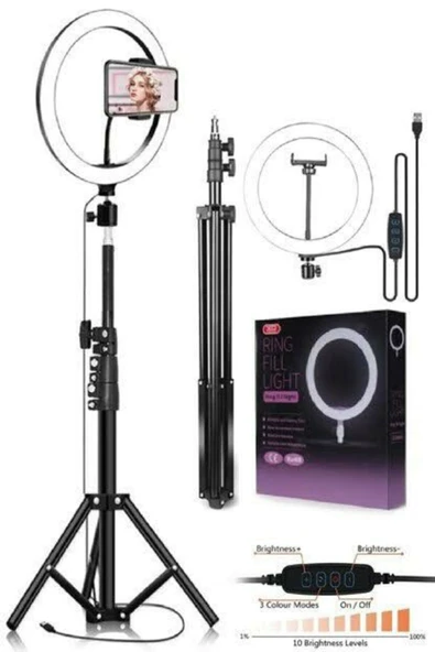 Doxal Ring Fill Light Led Işıklı Tripod 10 Inç Halka Youtuber Tiktok Makyaj Işığı Ayaklı Tripot38 - 2