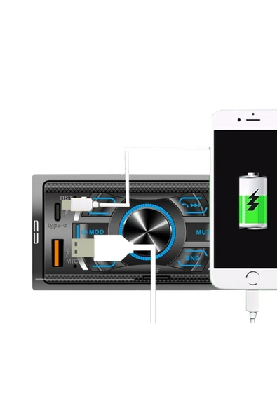 MPIA CA-03 USB&AUX&TF&Bluetooth 4x60W PD 23W Şarj Kumandalı Rgb Led Oto Teyp - 6