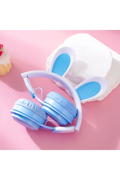 Concord M6R Işıklı Radyolu Aux ve Hafıza Kartı Girişli Tavşan Kulaklı Bluetooh Kulaklık - 4