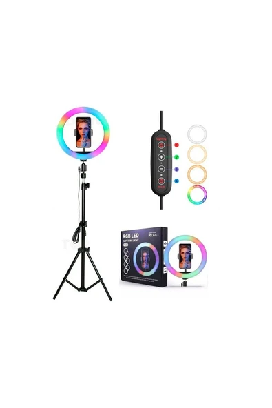 Concord 10 Inç 26 Cm Rgb Çok Renkli Led Make Up Selfie Işığı 210 Cm Tripot Selfie Çubuğu Tiktok Işığı - 3