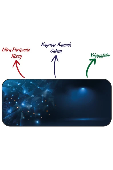 Concord Mp-706 Büyük Boy 30x70cm 3mm Oyuncu Mouse Pad Şık Desenli Kaymaz Taban Fare Altlığı - 2