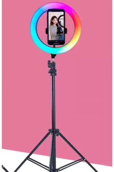 Concord 10 Inç 26 Cm Rgb Çok Renkli Led Make Up Selfie Işığı 210 Cm Tripot Selfie Çubuğu Tiktok Işığı - 2