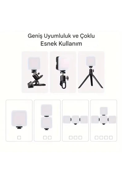 Concord Tripod, Telefon, Kamera, Laptop Uyumlu 3 Renkli Selfie Işığı Tiktok Selfie ve Video İçin Led Işık - 6