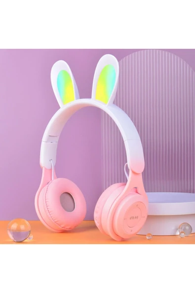 Store M6R Işıklı Radyolu Aux ve Hafıza Kartı Girişli Tavşan Kulaklı Bluetooh Kulaklık - 3