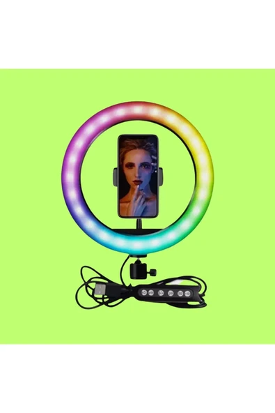 Concord 10 Inç 26 Cm Rgb Çok Renkli Led Make Up Selfie Işığı 210 Cm Tripot Selfie Çubuğu Tiktok Işığı - 4