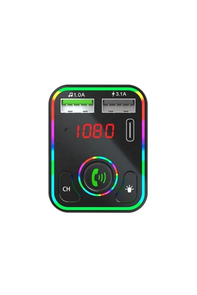 Concord C618 Rgb Işıklı PD 18 + QC 3.1A Şarj Oynar Başlıklı Bluetooth 5.1V Fm Transmitter - 5