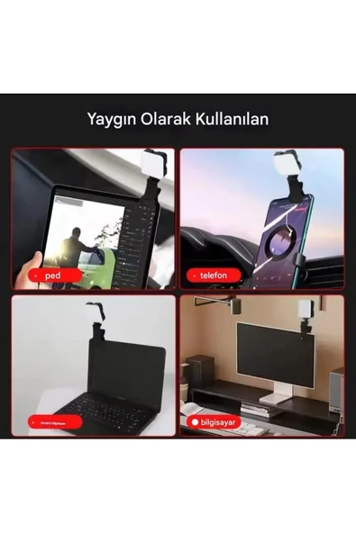Concord Tripod, Telefon, Kamera, Laptop Uyumlu 3 Renkli Selfie Işığı Tiktok Selfie ve Video İçin Led Işık - 3