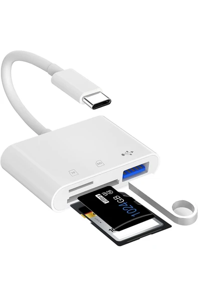 S-Line FHD42 Usb Type C To Sd Microsd Tf Kart Okuyucu Usb 3in1 Çevirici Dönüştürücü Adaptör