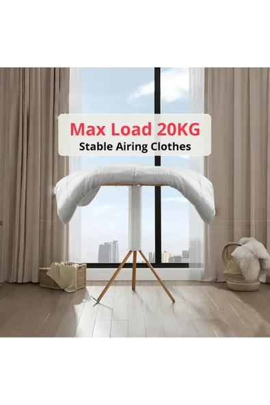 Katlanabilir Ahtapot Çamaşır Kurutma Askısı - Kule Çamaşır Askılığı Ahşap Askılık OR-03 - 4