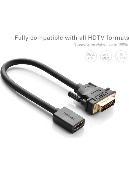 UGREEN 20118 DVI 24+1 to HDMI Dönüştürücü Kablo 1080P Görüntü Çözünürlüğü Çift Yönlü Veri Aktarımı - 5