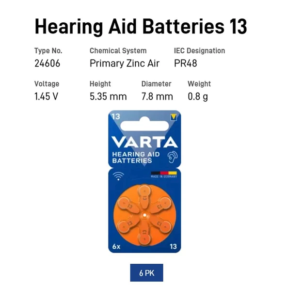 VARTA Kulaklık ve İşitme Cihazı Pili 6'lı Paket No:13 - 3