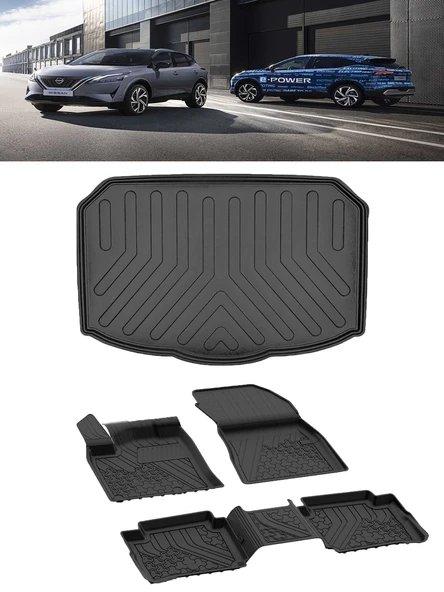 Sahler Nissan Qashqai  2022 ve Sonrası E-Power 4.5D Paspas 3D Rizline Bagaj Havuzu Set ürün görseli