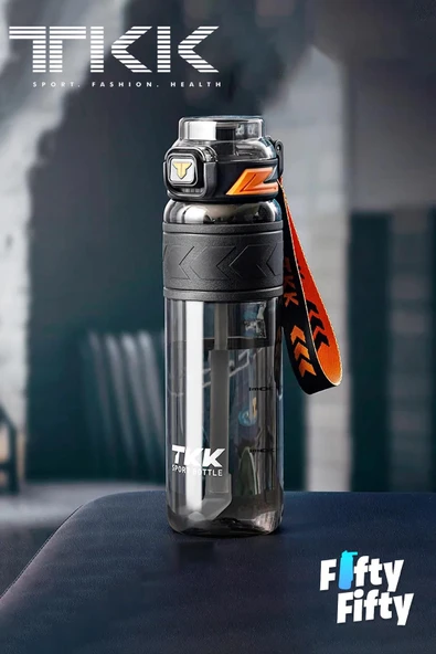 Vagonlife TKK 600 ML Çift Kullanım Pipetli/Rahat içim Bpa İçermeyen Taşıma Askılı Tritan Su Matarası FFTKK1019 - 7