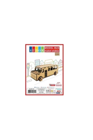 Südor Ahşap Maket Otobüs Ürün Ölçüsü 195x90x75 Mm Kod: Md1-03 ürün görseli
