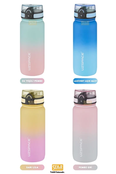 Uzspace 650ml Yeni Çift Renkli Sızdırmaz BPA İçermez Kilitlenebilir Kapaklı Motivasyonel Tritan Su Matarası - Resim 8