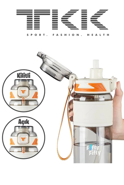 Vagonlife TKK 600 ML Çift Kullanım Pipetli/Rahat içim Bpa İçermeyen Taşıma Askılı Tritan Su Matarası FFTKK1019 - 4