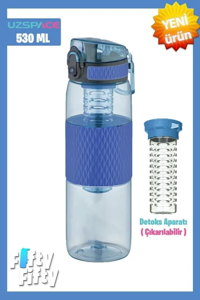 Uzspace 530ml Detoks Aparatlı Silikon Gövde Tritan Su Matarası ürün görseli 1