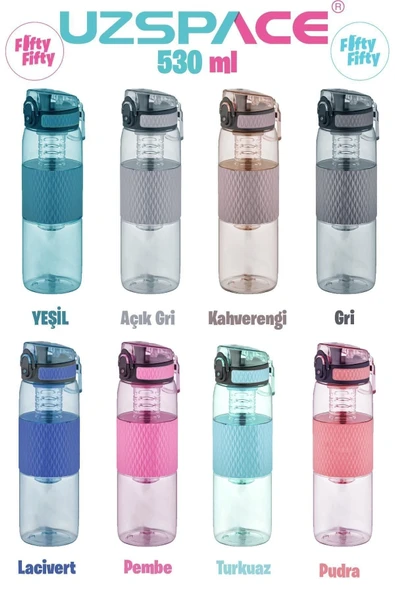 Uzspace 530ml Detoks Aparatlı Silikon Gövde Tritan Su Matarası - Resim 5